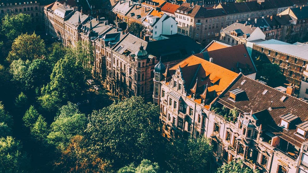Blick auf die Hornschuchpromenade von oben.